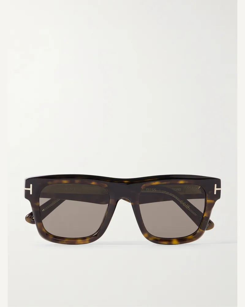 Tom Ford Sonnenbrille mit eckigem Rahmen aus Azetat in Schildpattoptik Horn