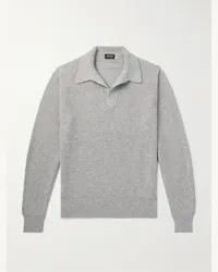 Ermenegildo Zegna Pullover aus „Oasi“-Kaschmir in Rippstrick mit Polokragen Grau