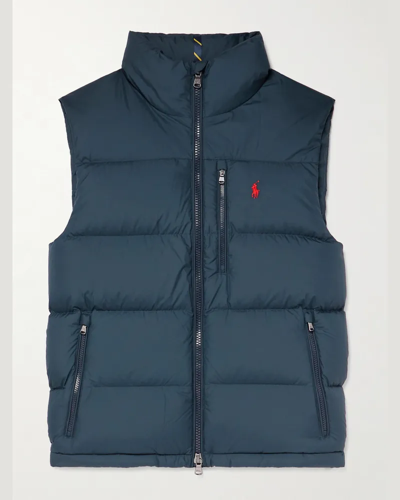 Ralph Lauren Gorham wattierte Daunenweste aus gestepptem Shell mit Logostickerei Blau
