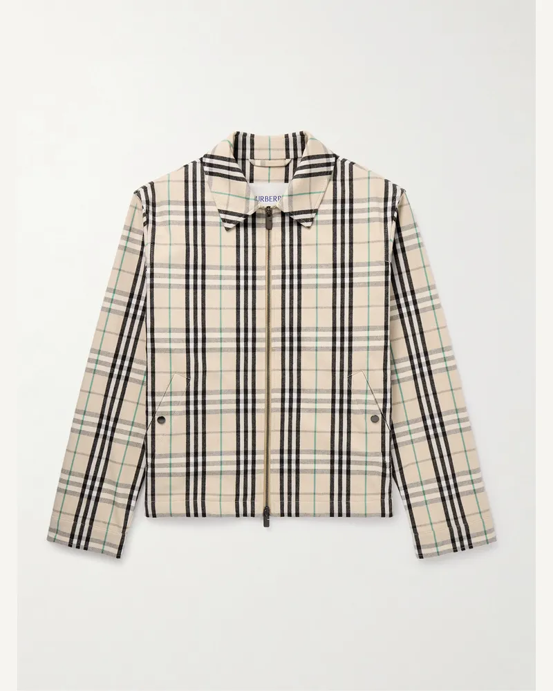 Burberry Harrington-Jacke aus Baumwollflanell mit Karomuster Neutral