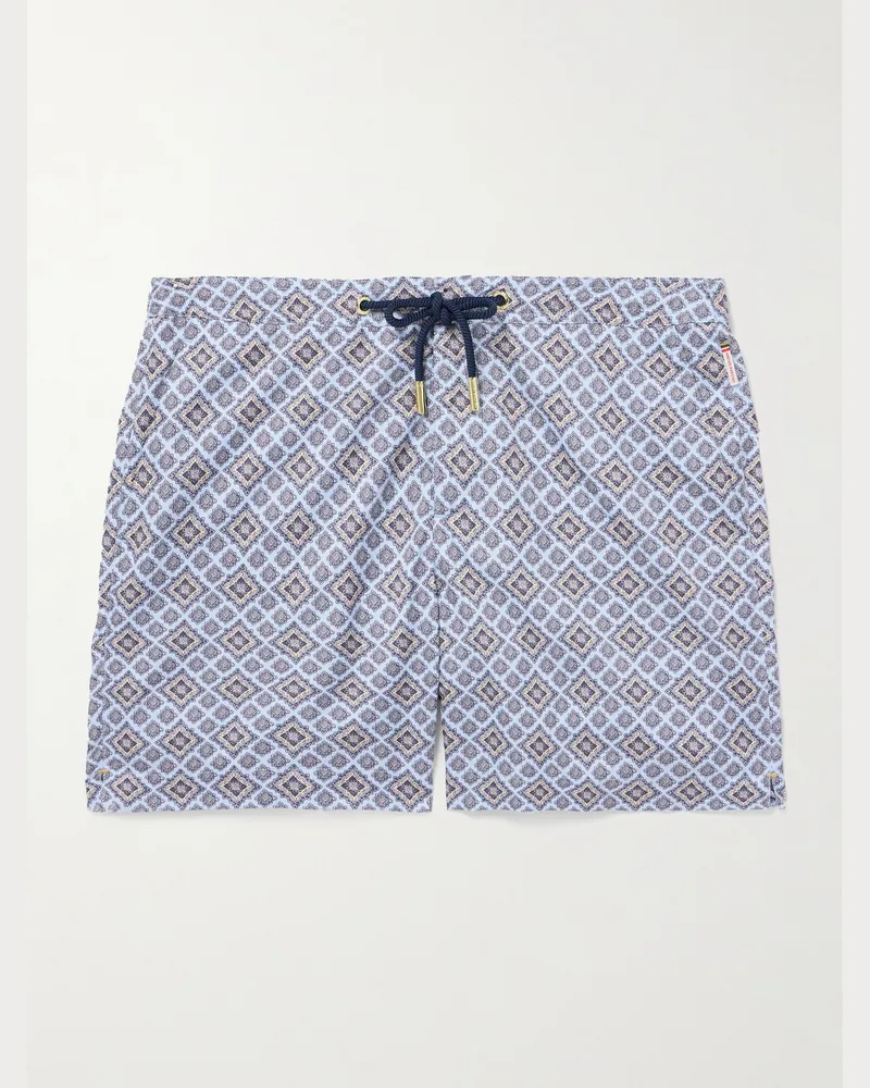 Orlebar Brown Bulldog Straight-Leg Mid-Length Printed Recycled Swim Shorts Blue