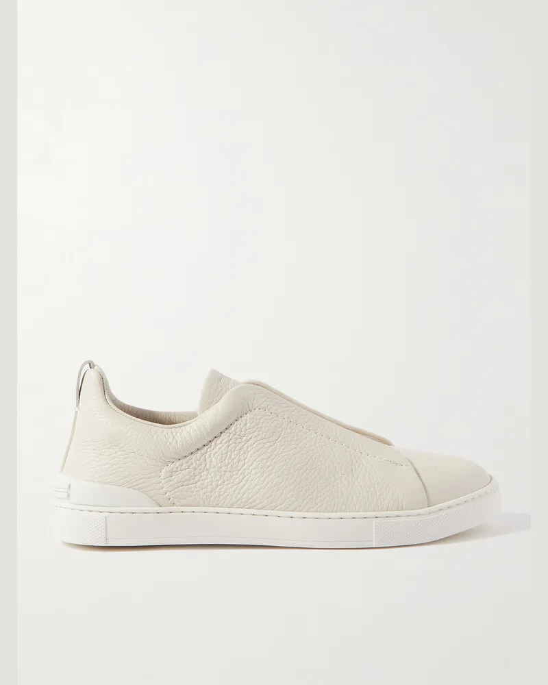 Ermenegildo Zegna Triple Stitch™ Full-Grain Deerskin Slip-On Sneakers White