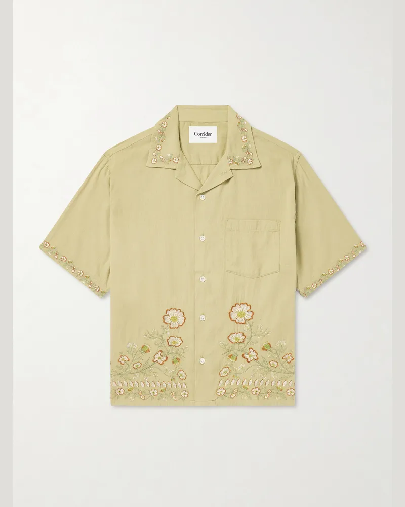 Corridor Augusta Embroidered Cotton Shirt Green