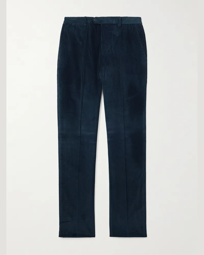 Rubinacci Straight-Leg Cotton-Corduroy Trousers Blue