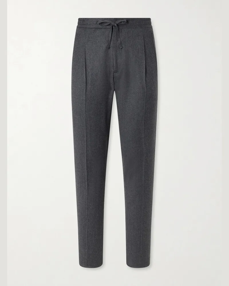 LARDINI Straight-Leg Wool and Cashmere-Blend Flannel Trousers Gray