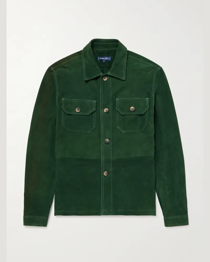 Frescobol Carioca Ravi Hemdjacke aus Veloursleder Grün