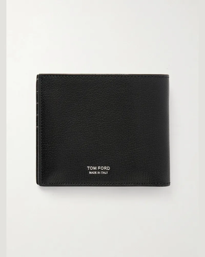 Tom Ford T Line Textured-Leather Bifold Wallet Black