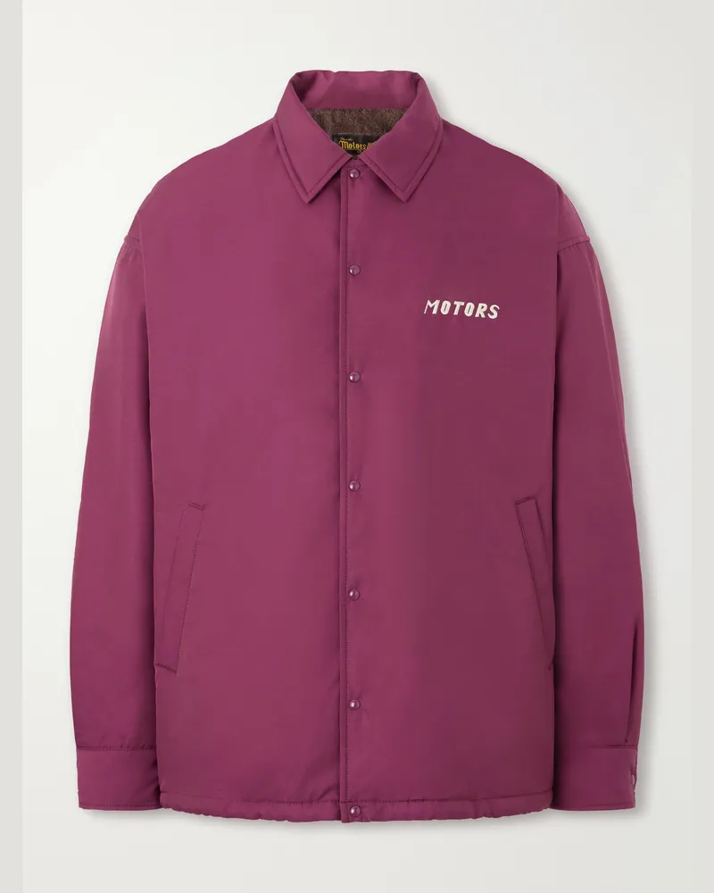 Visvim Embroidered Wool and Silk-Blend-Twill Jacket Burgundy