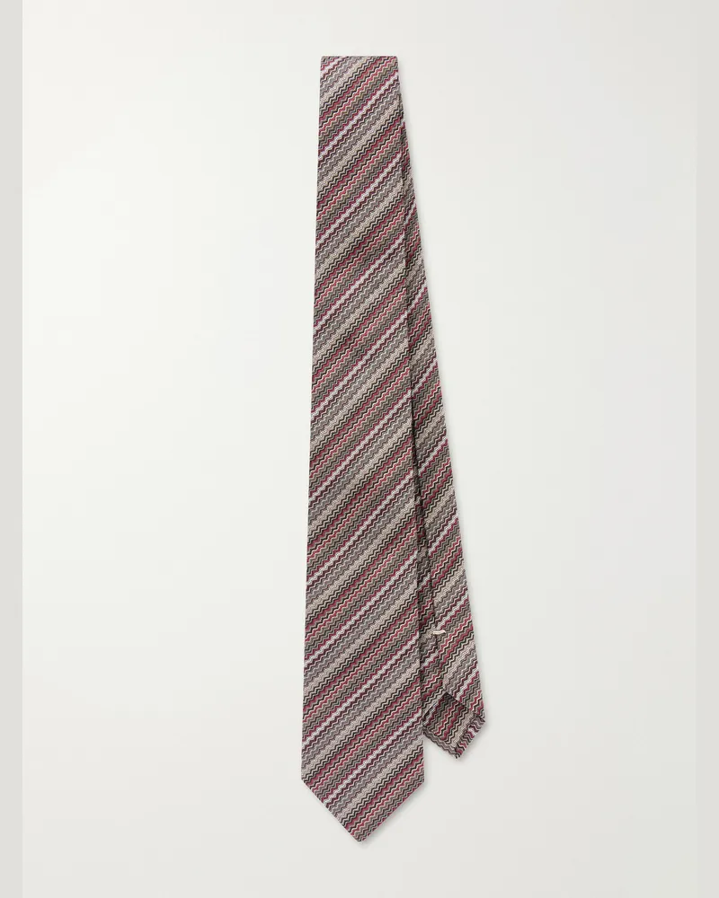 Missoni 7cm Crochet-Knit Silk Tie Red