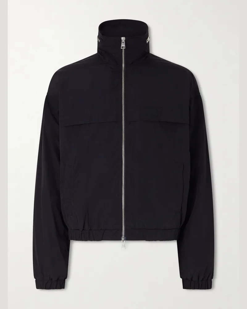 AMI Paris Cropped Logo-Embroidered Shell Jacket Black