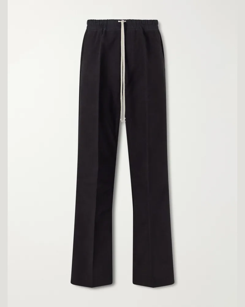 Rick Owens Dietrich Straight-Leg Cotton-Twill Drawstring Trousers Black