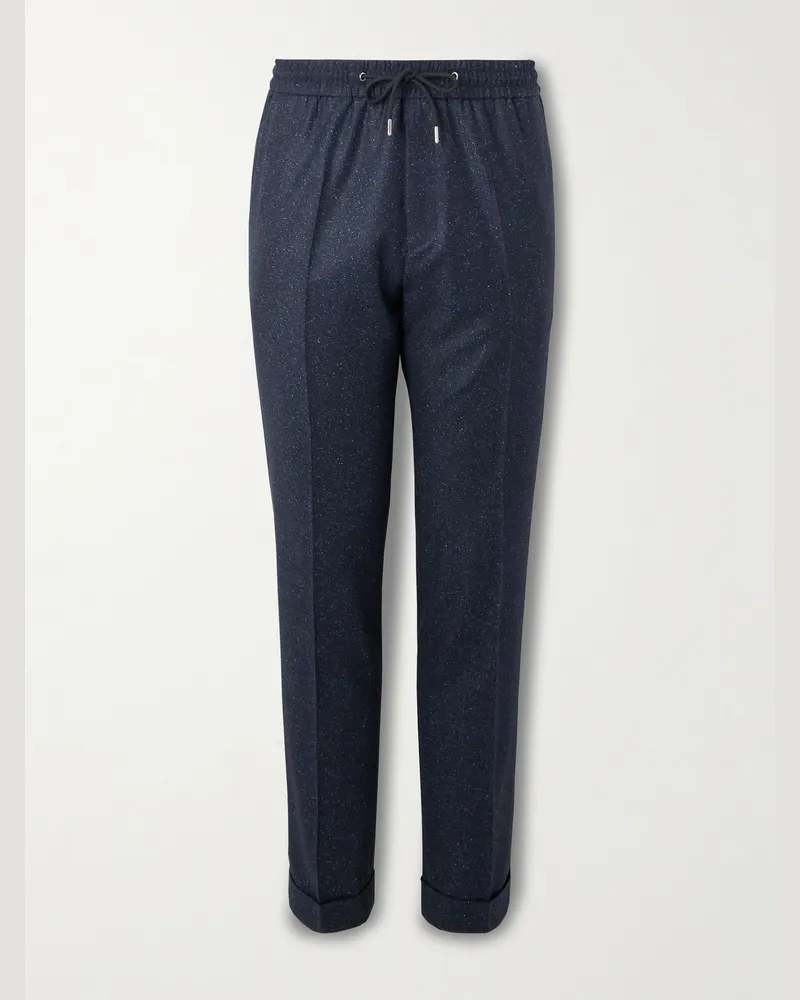 Paul Smith Tapered Wool-Blend Drawstring Suit Trousers Blue