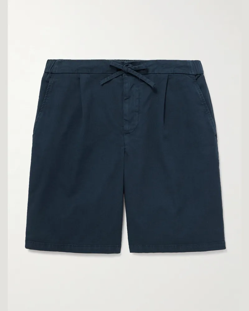 Frescobol Carioca Sergio Straight-Leg Lyocell, Linen and Cotton-Blend Shorts Blue