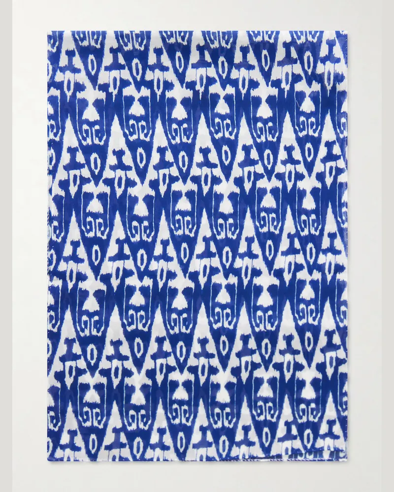 Anderson & Sheppard Printed Cotton-Voile Scarf Blue