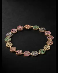 Sydney Evan Happy Face Eternity Armband aus Gold mit mehreren Steinen Pink