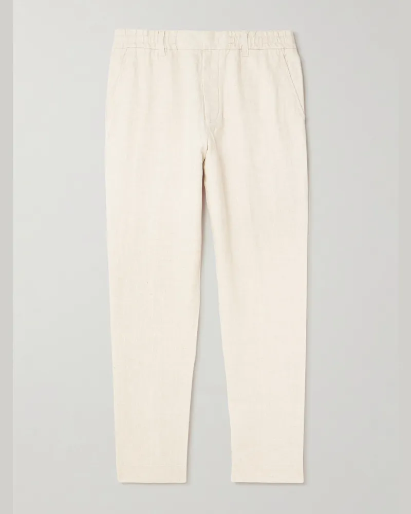 NN 07 Billie 1454 schmal zulaufende Hose aus Leinen Neutral