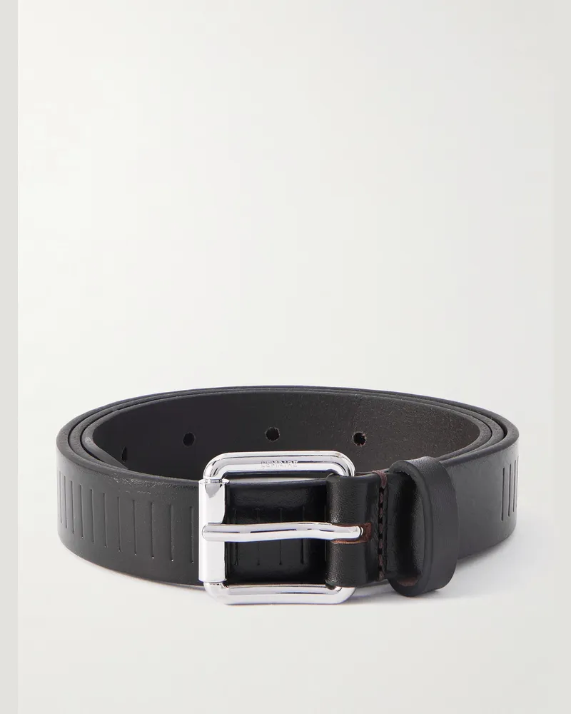Christophe Lemaire Rail Gürtel aus geprägtem Leder, 2,5 cm Braun