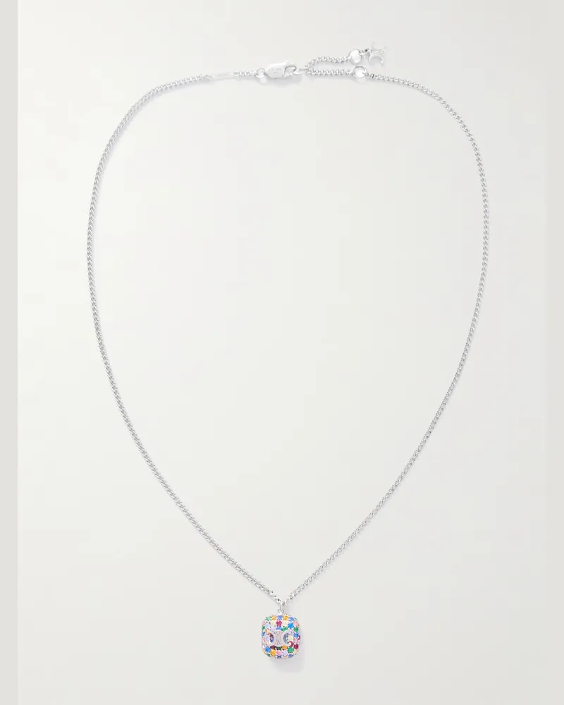 Celine Silberfarbene Anhängerkette mit Cubic Zirkonia Silber