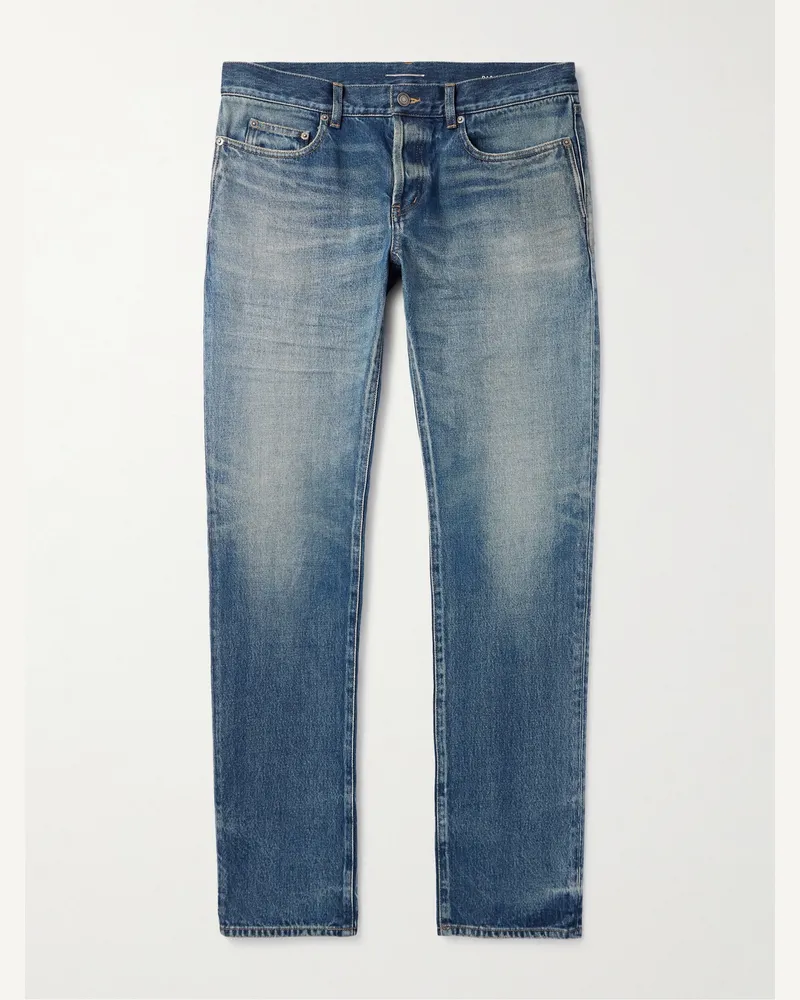 Saint Laurent Schmal geschnittene Jeans Blau