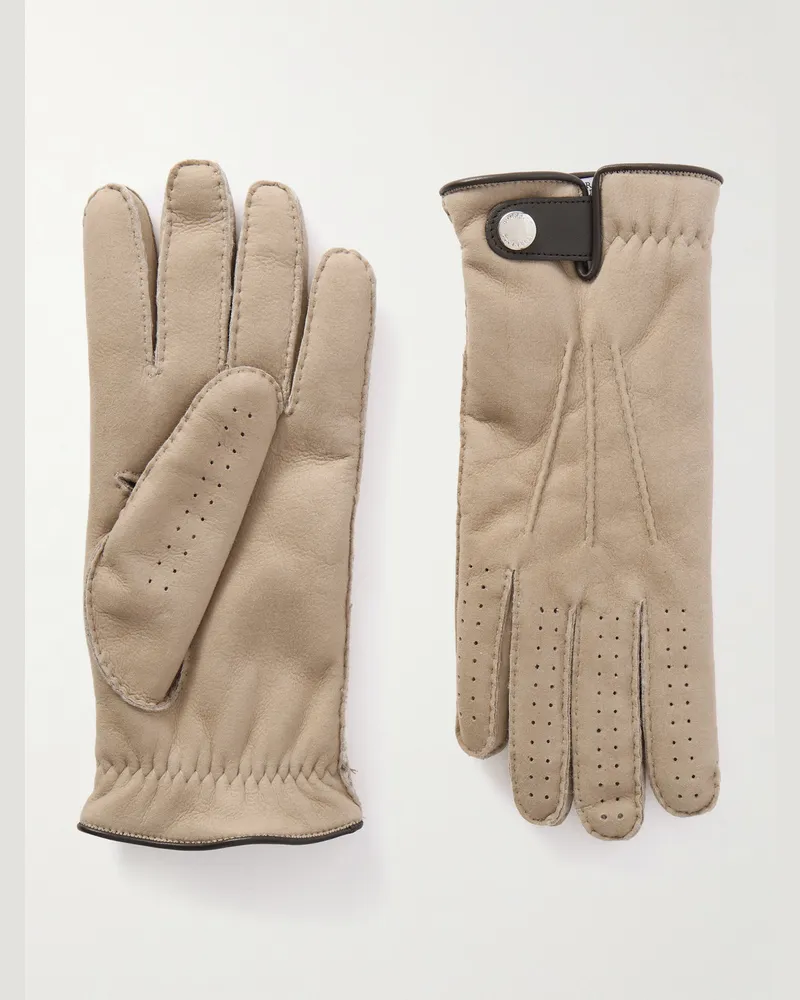 Brunello Cucinelli Handschuhe aus Leder Braun