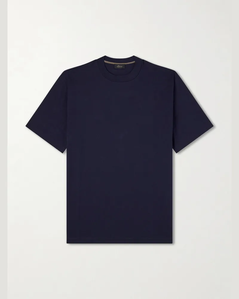 Brioni Cotton-Jersey T-Shirt Blue