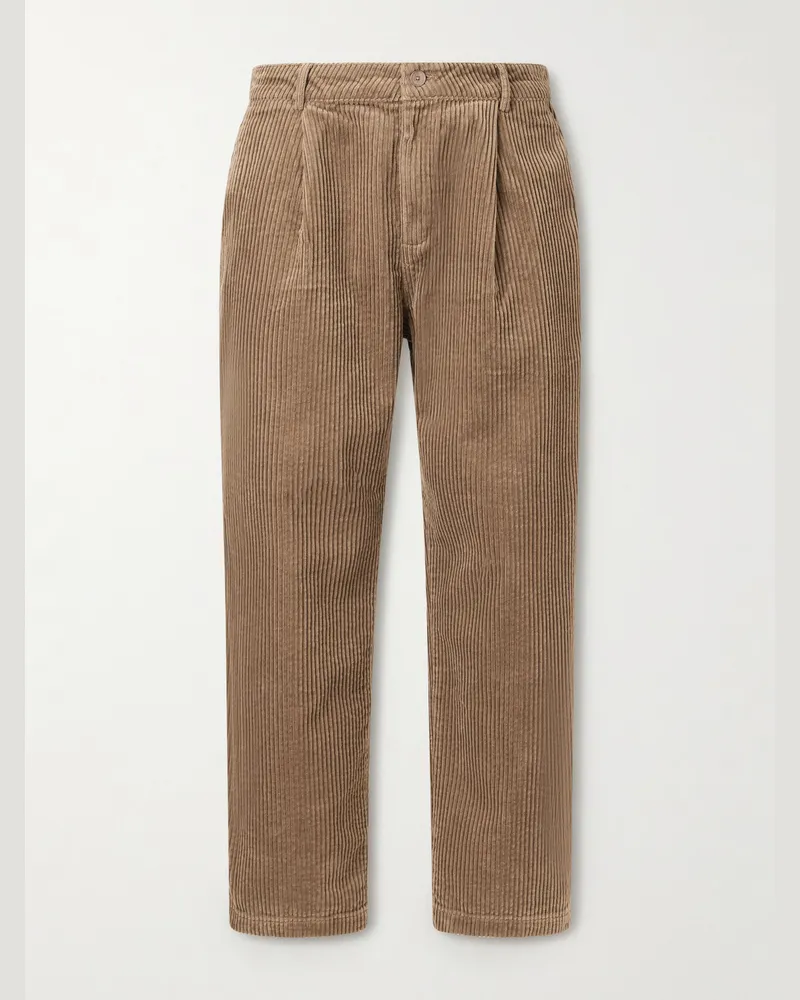 Folk Wide-Leg Cotton-Corduroy Trousers Neutrals