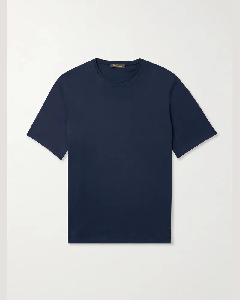 Loro Piana Tremezzo Sea Island Cotton-Jersey T-Shirt Blue