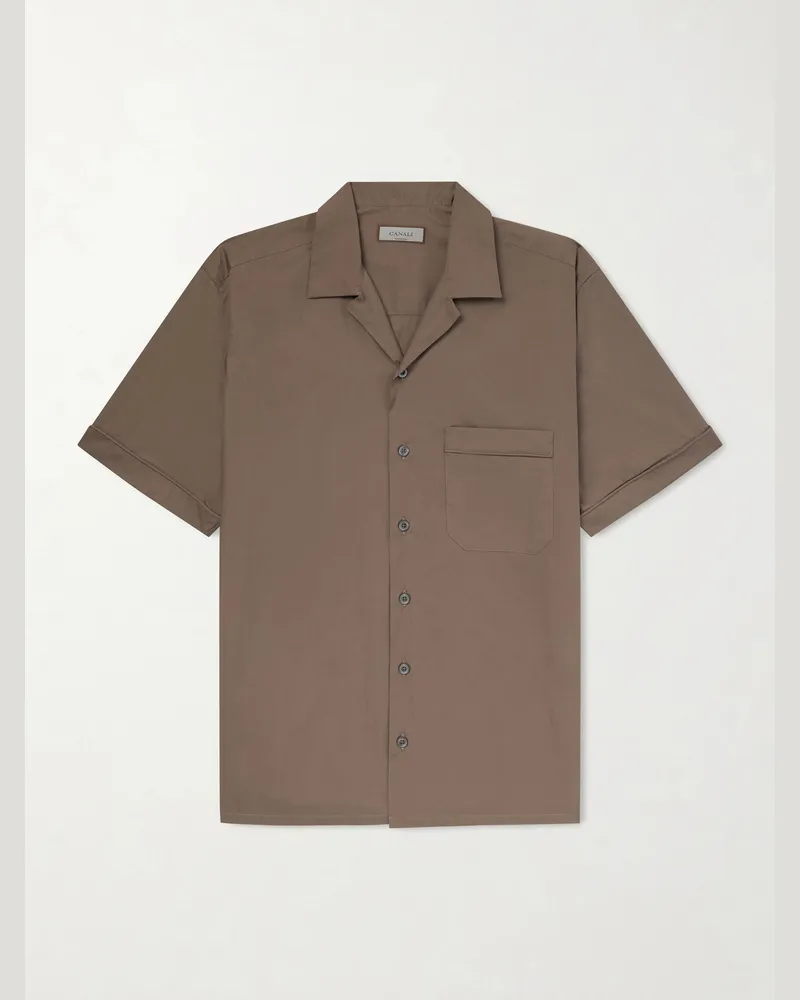 Canali Hemd aus Baumwolle mit Reverskragen Braun