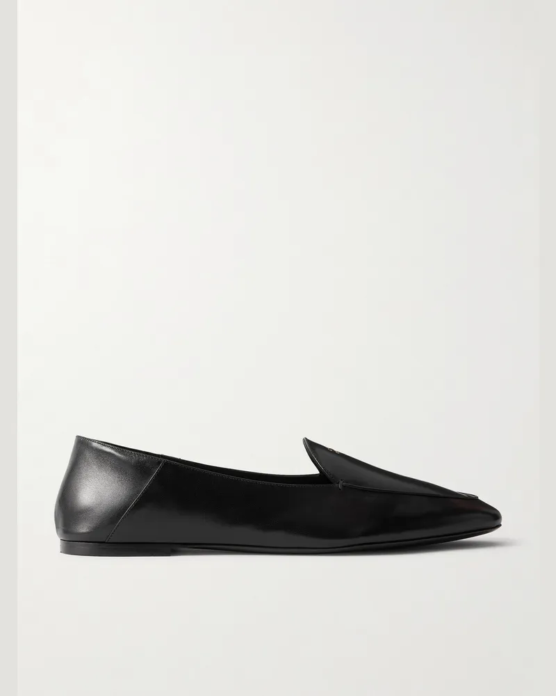 Celine Triomphe Slippers aus Leder mit Logoprägung Schwarz