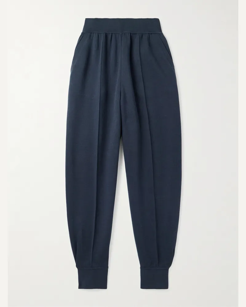 Loro Piana Tapered Cotton-Jersey Sweatpants Blue