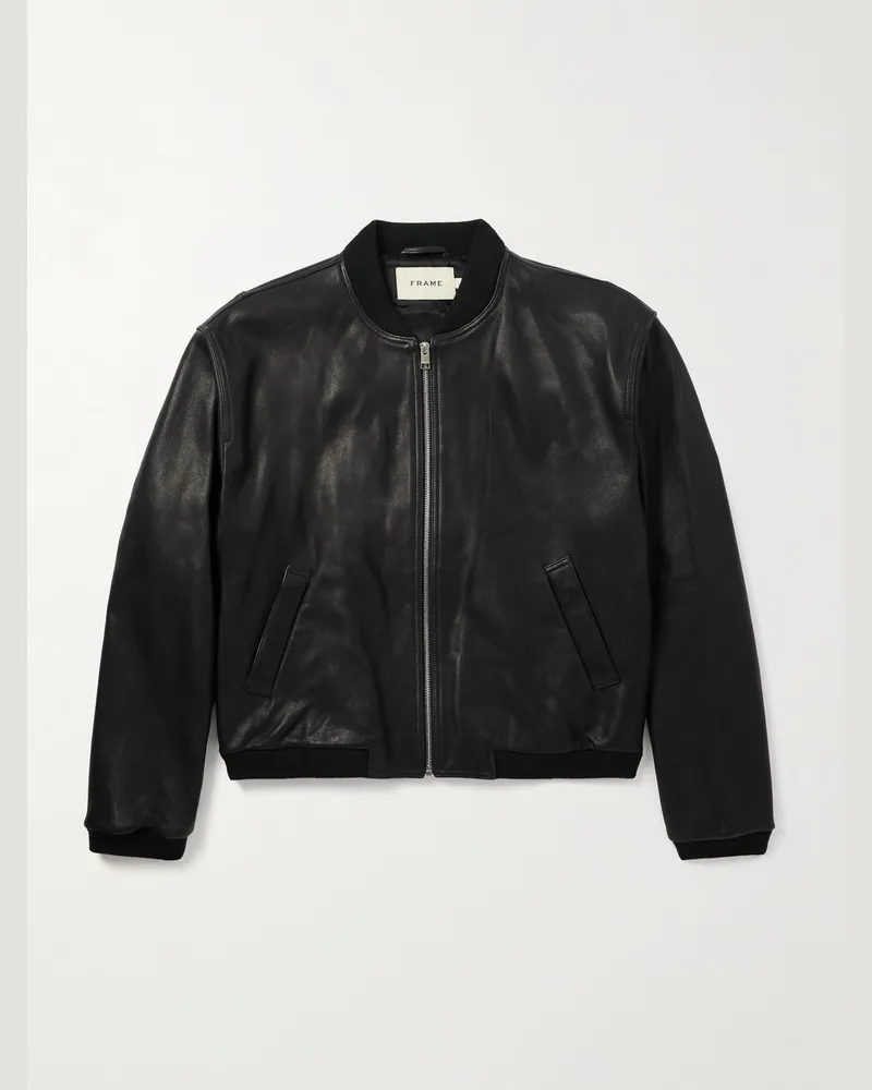 Frame Denim Bomberjacke aus Leder Schwarz