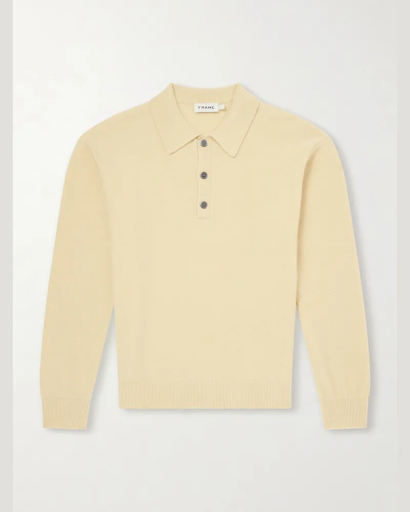 Frame Denim Wool Polo Sweater Yellow