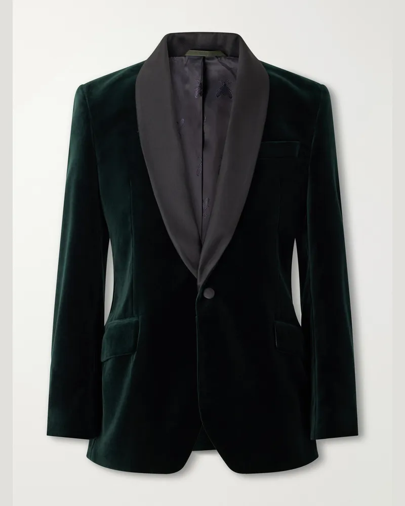 Favourbrook Satin-Trimmed Cotton-Velvet Tuxedo Jacket Green