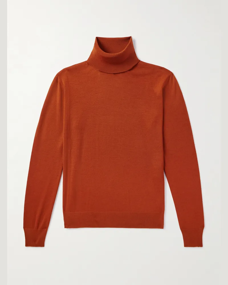 Saint Laurent Rollkragenpullover aus Wolle Rot