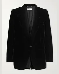 Saint Laurent Slim-Fit Metallic Velvet Blazer Schwarz