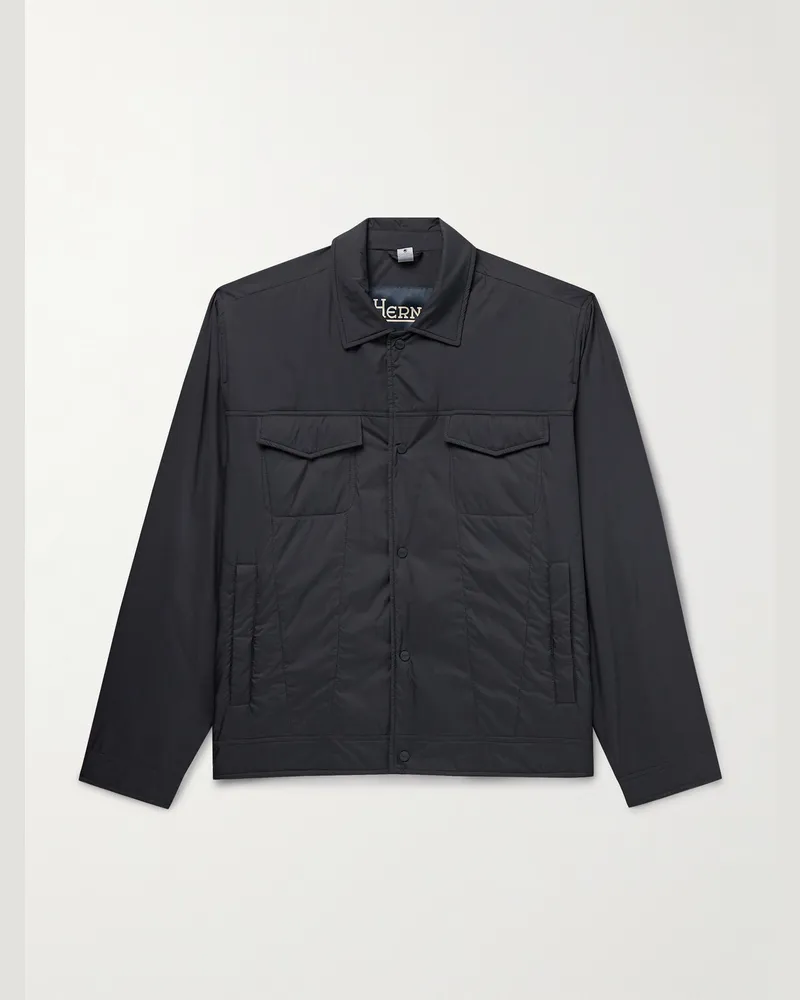 Herno Wattierte Hemdjacke aus Shell Blau