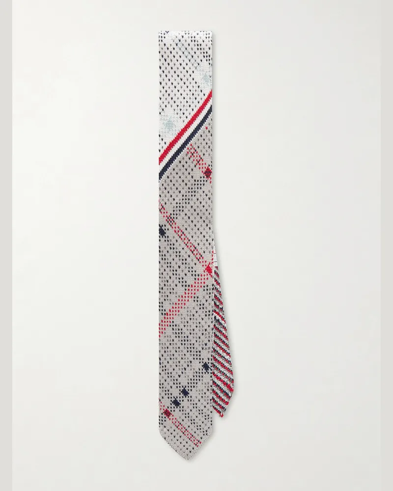 Thom Browne 5cm Silk-Jacquard Tie Gray
