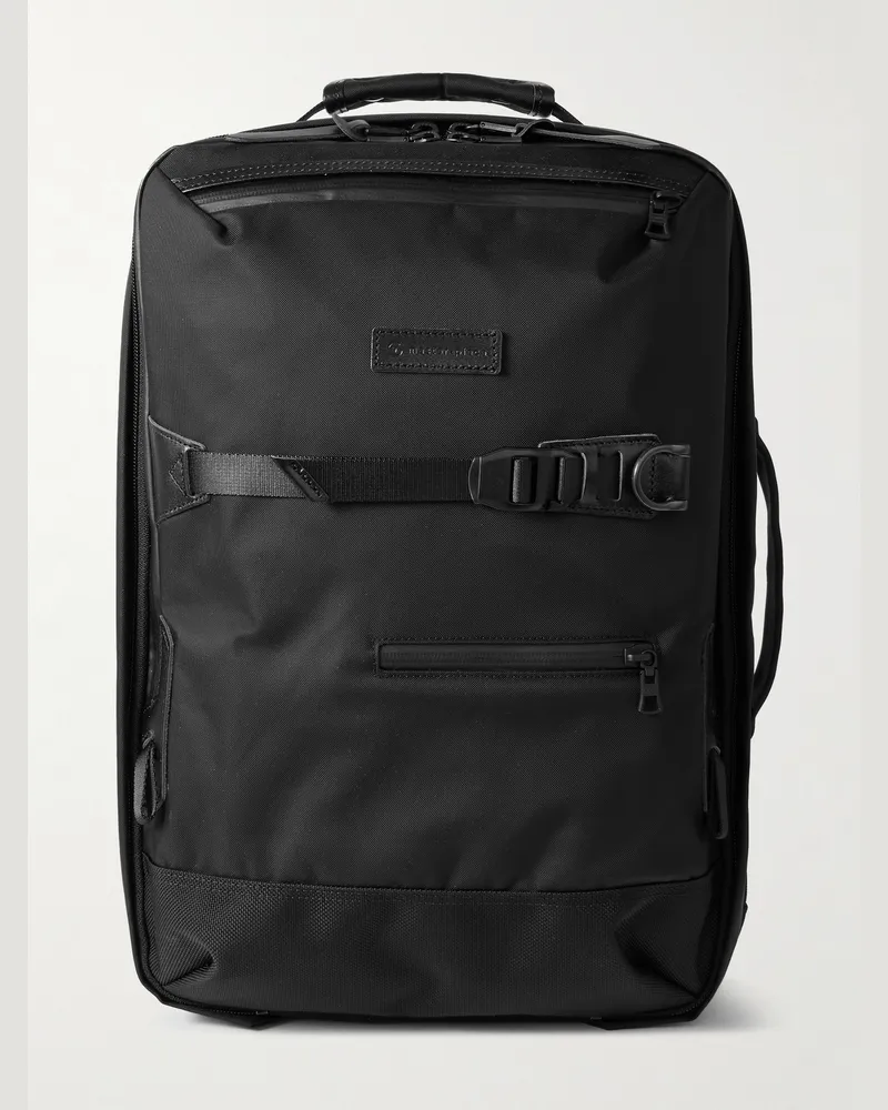 MASTER PIECE Potential 2-Way Rucksack aus „CORDURA® MasterTeX“-Material mit Lederbesatz und Webband Schwarz