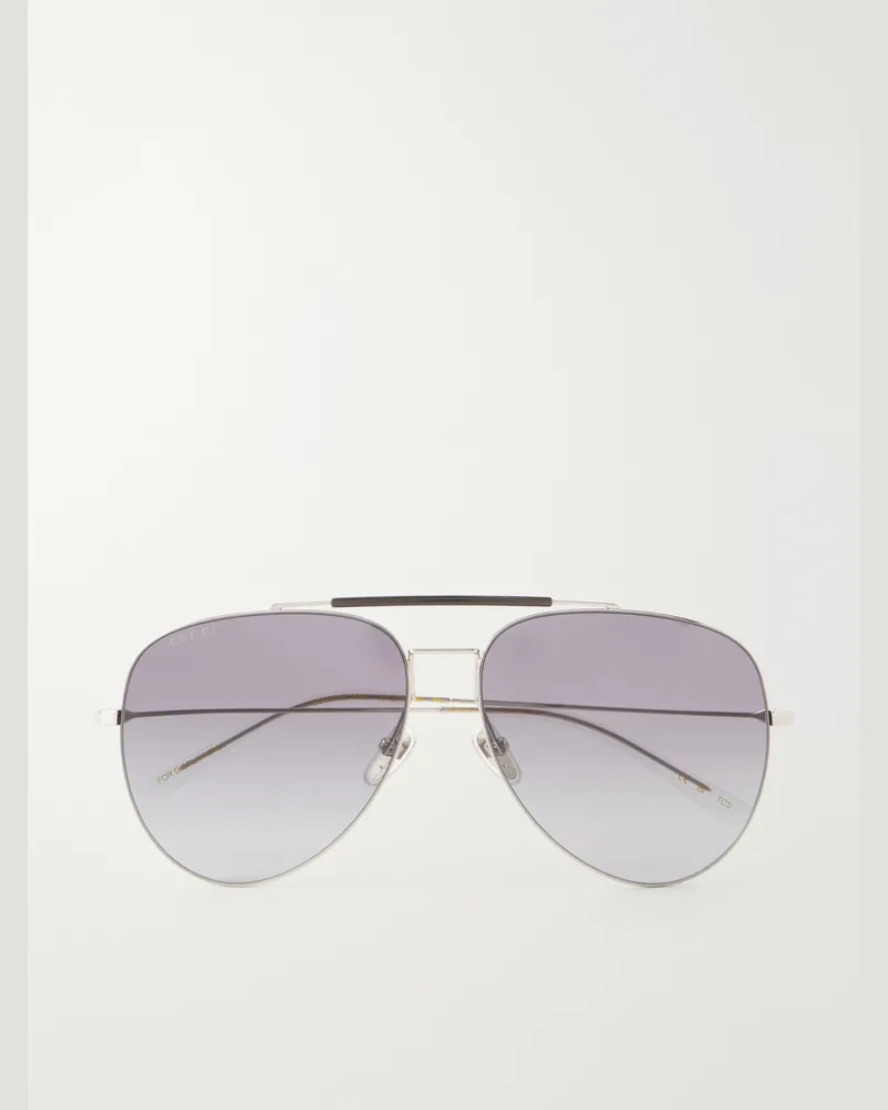 Gucci Aviator-Style Silver-Tone Sunglasses Silver