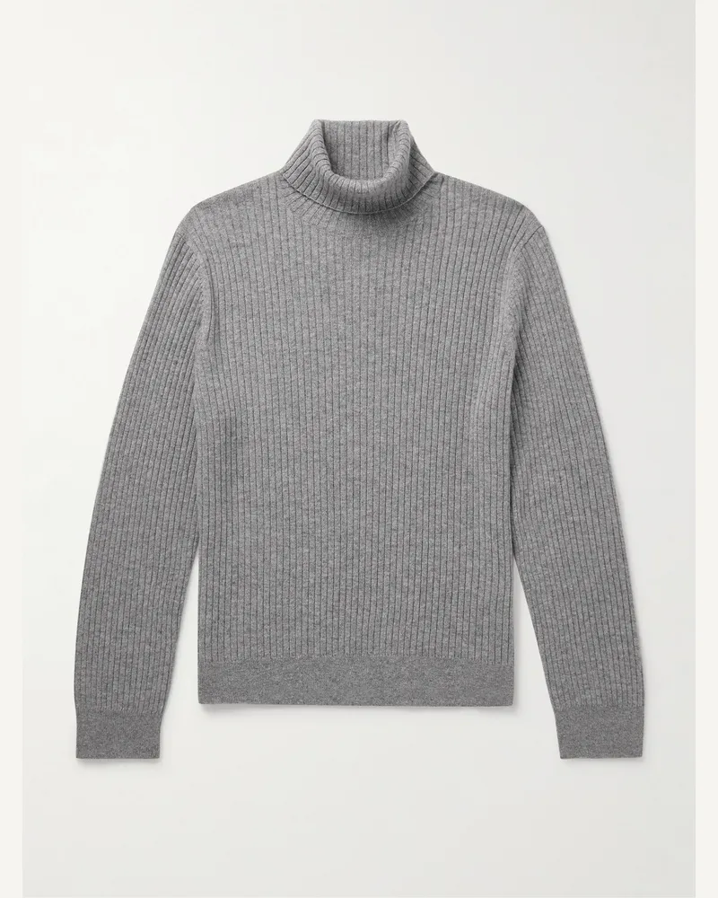 Nili Lotan Cole schmal geschnittener Rollkragenpullover aus Kaschmir in Rippstrick Grau