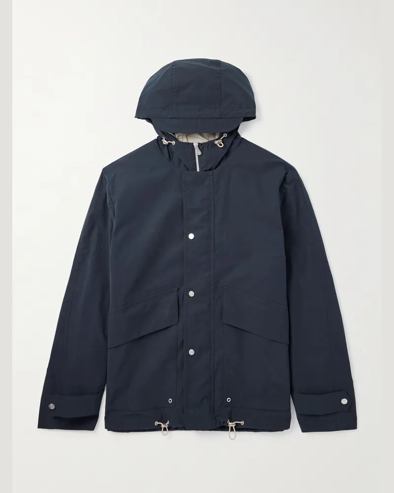 Brunello Cucinelli Kapuzenjacke aus Baumwoll-Shell Blau