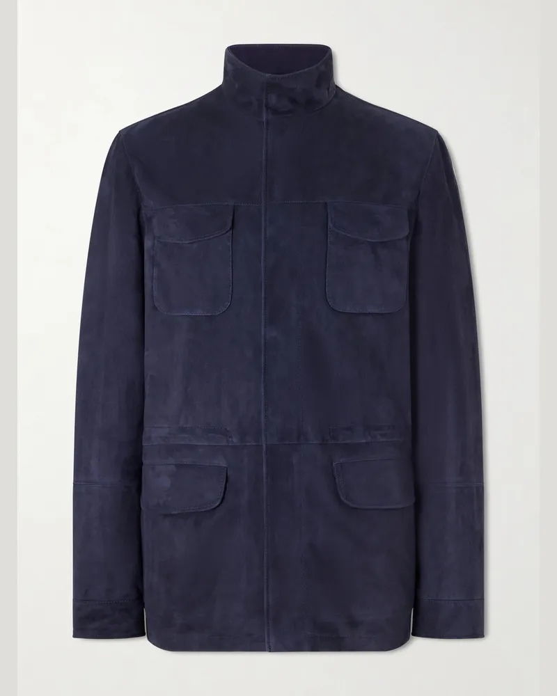 Thom Sweeney Field Suede Jacket Blue