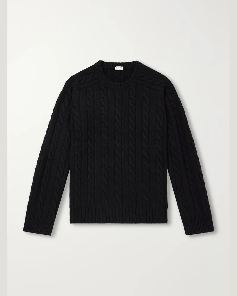Totême Cable-Knit Wool Sweater Black