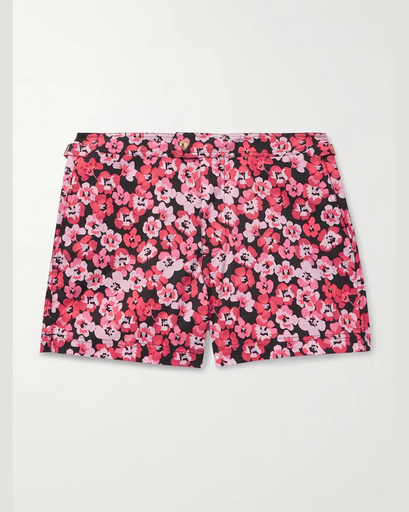 Tom Ford Schmal geschnittene kurze Badeshorts mit Blumenprint Pink