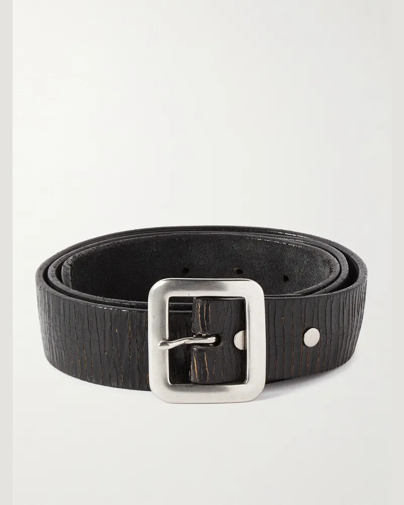 RRL 4cm Distressed Leather Belt Black