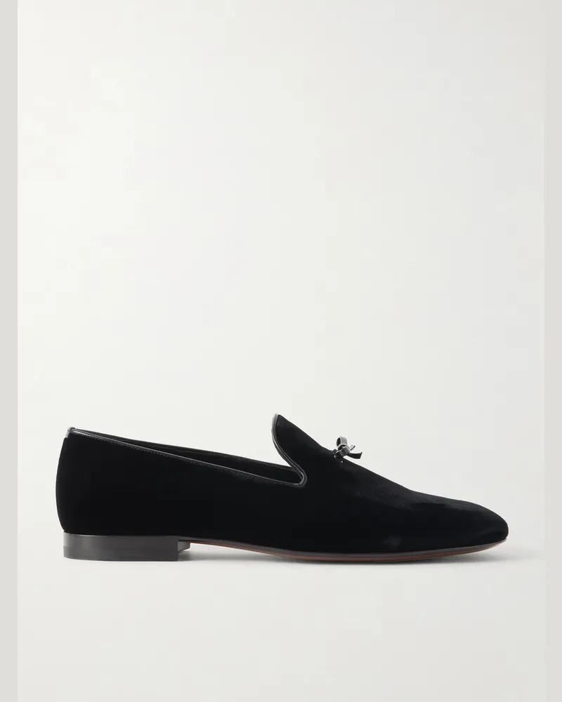 Tom Ford Scott Bow-Detailed Velvet Loafers Black