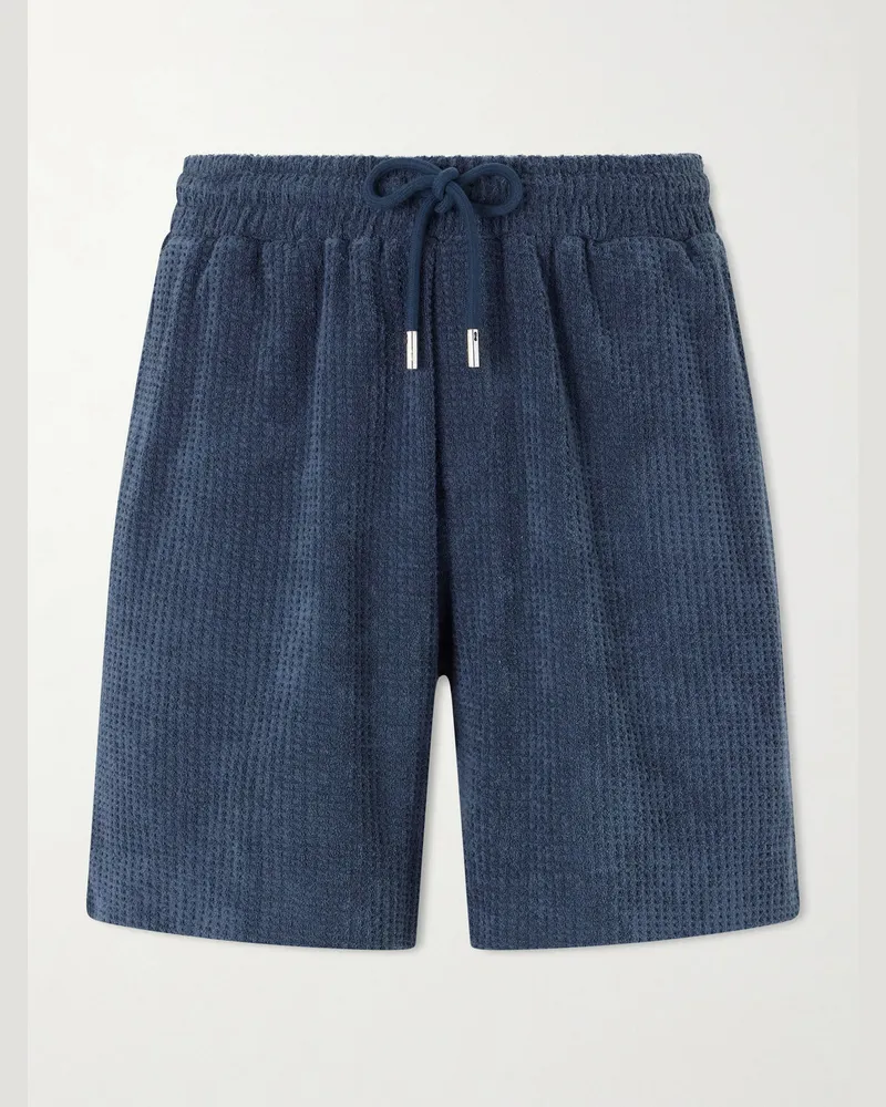 MR P. Waffle-Knit Cotton-Terry Shorts Blue
