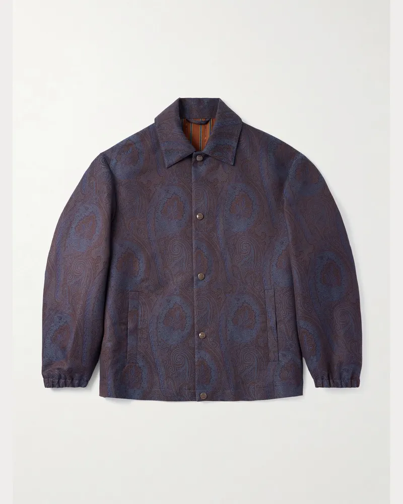 Etro Hemdjacke aus Jacquard aus einer Baumwollmischung mit Paisley-Muster Blau
