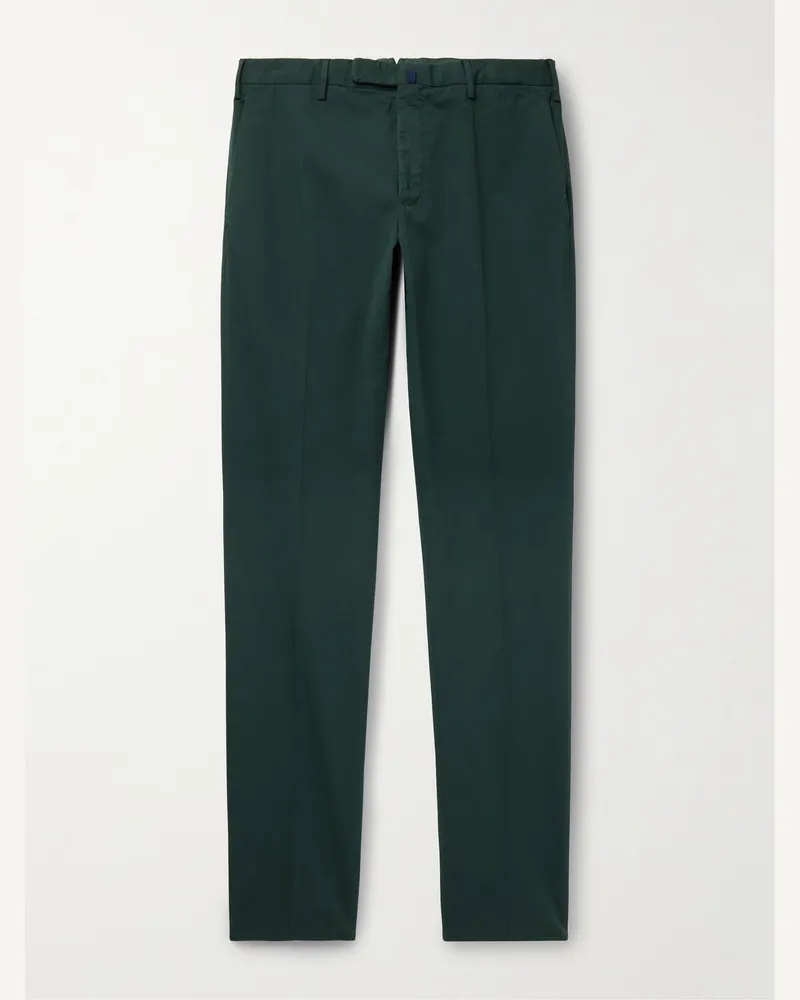 Incotex Venezia 1951 gerade geschnittene Hose aus Stretch-Baumwoll-Twill Grün