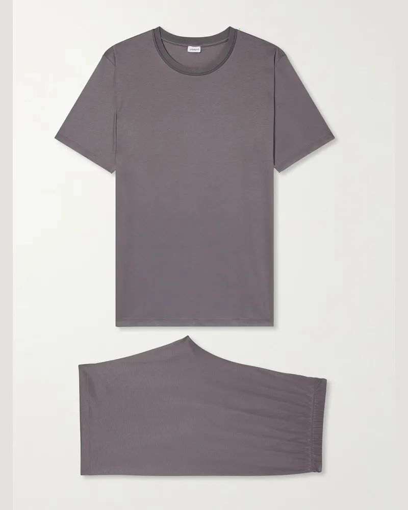 Zimmerli Pyjama aus Sea-Island-Baumwoll-Jersey Braun